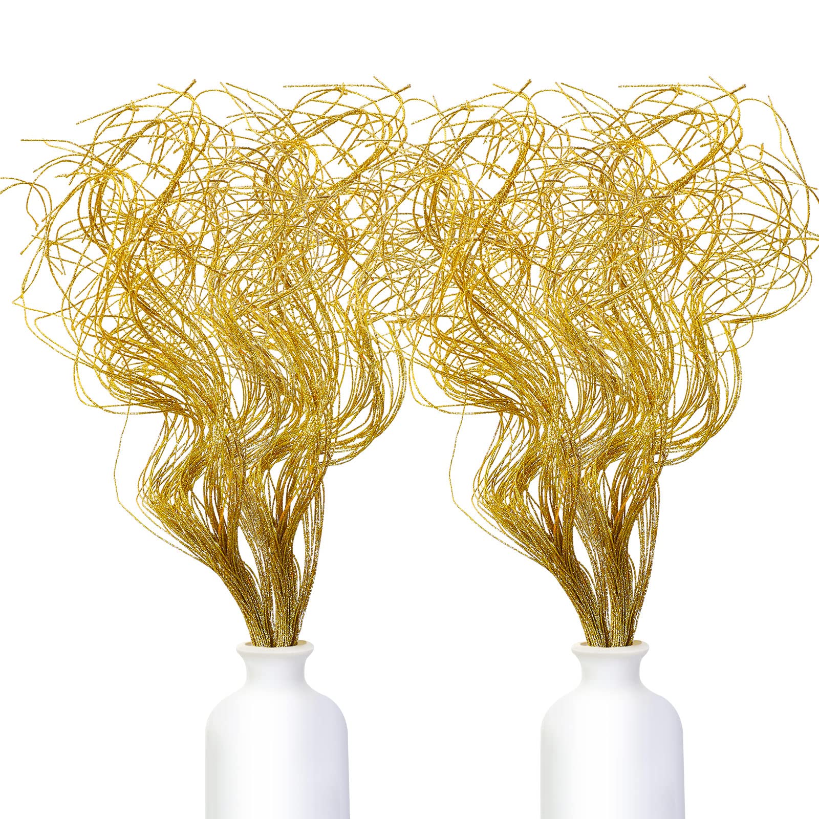 Brindilles bouclées artificielles dorées pour illuminer votre table de Noël