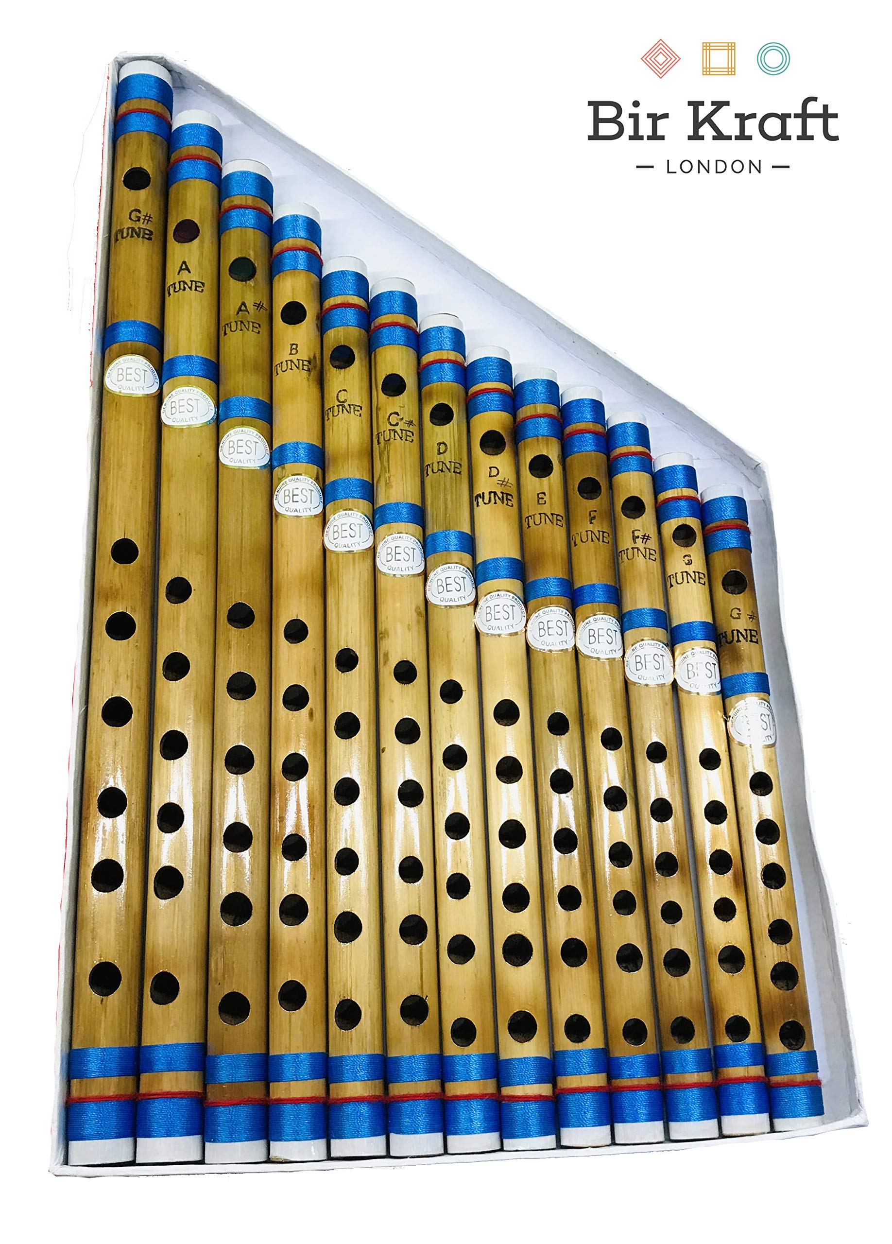 Professional Set of 13 Indian Bamboo Flutes Bansuri Scales A B C D
