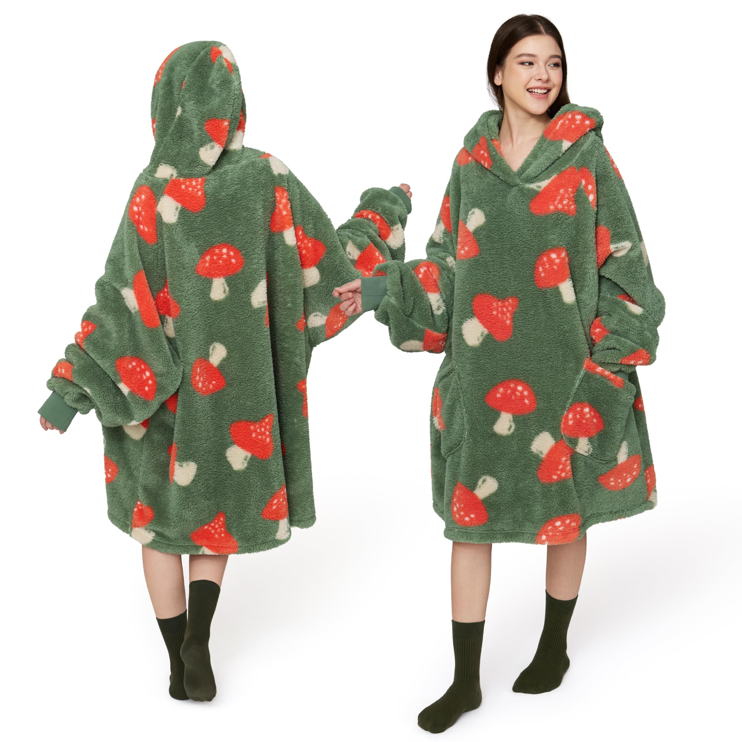 Bedsure Wearable Blanket Hoodie Mushroom