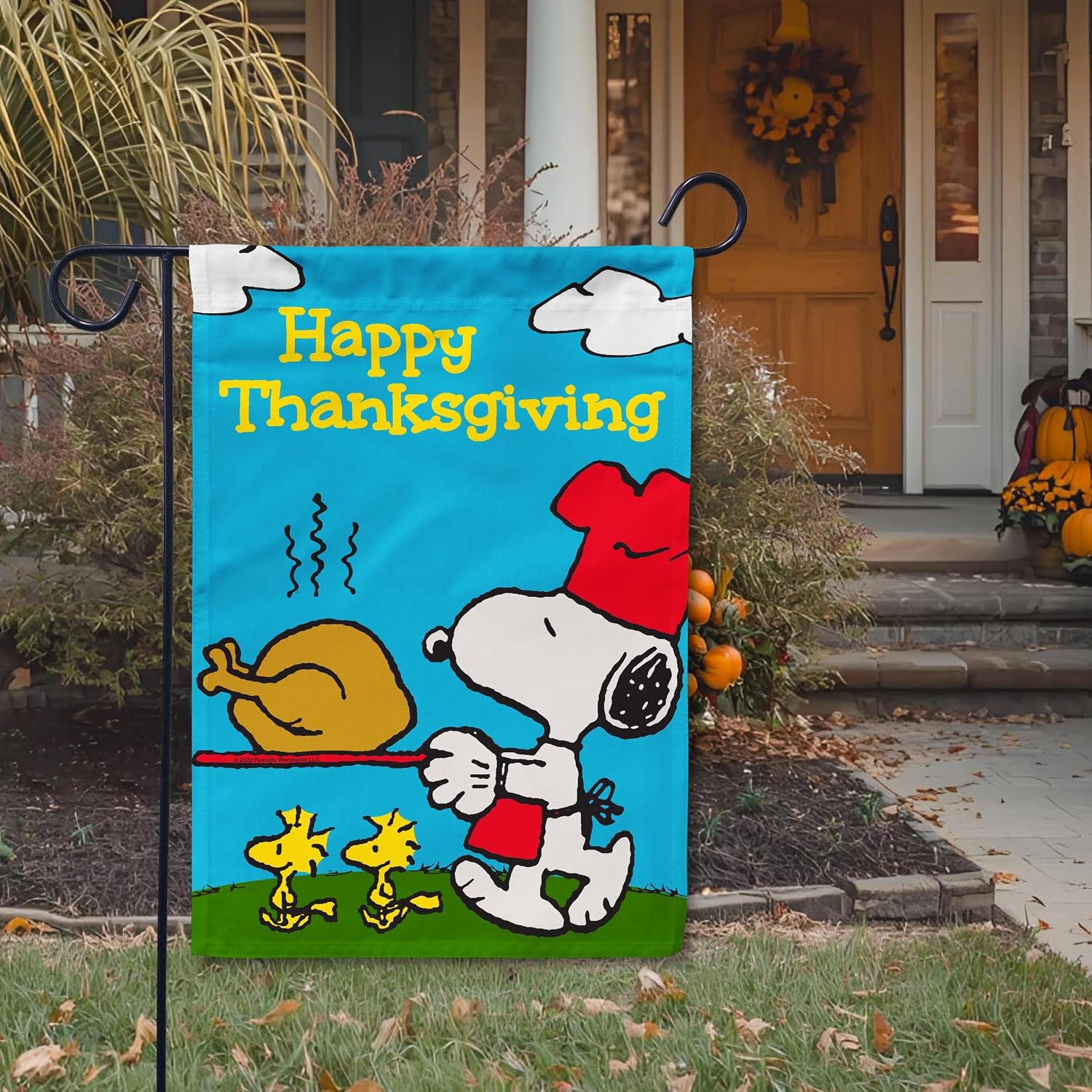 Flagology, PEANUTS Thanksgiving Chef Snoopy Garden Flag 12" x 18", Outdoor Flag, Exclusive Premium Fabric, Officially Licensed