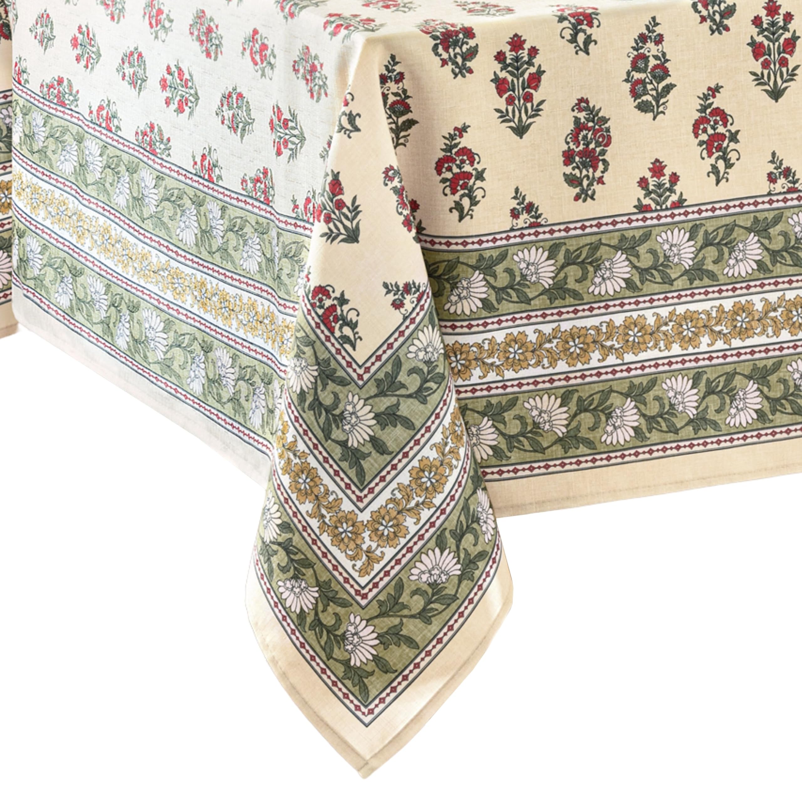 Elrene Home Fashions Nomad Harvest Block Print Fall/Thanksgiving Rectangle Tablecloth, 60"x120"