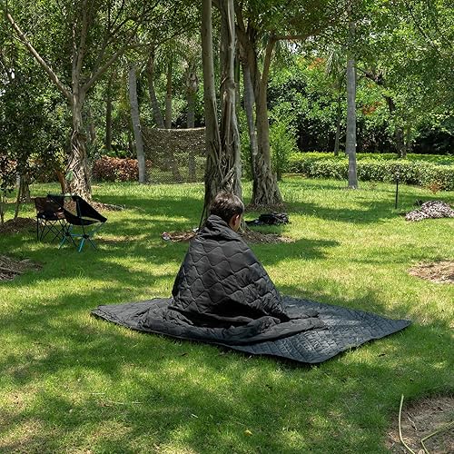 Vista 106 de LOOGU Manta de camuflaje con aislamiento impermeable para acampar al aire libre, senderismo, caza, supervivencia, mochilero, picnic Alpha Green