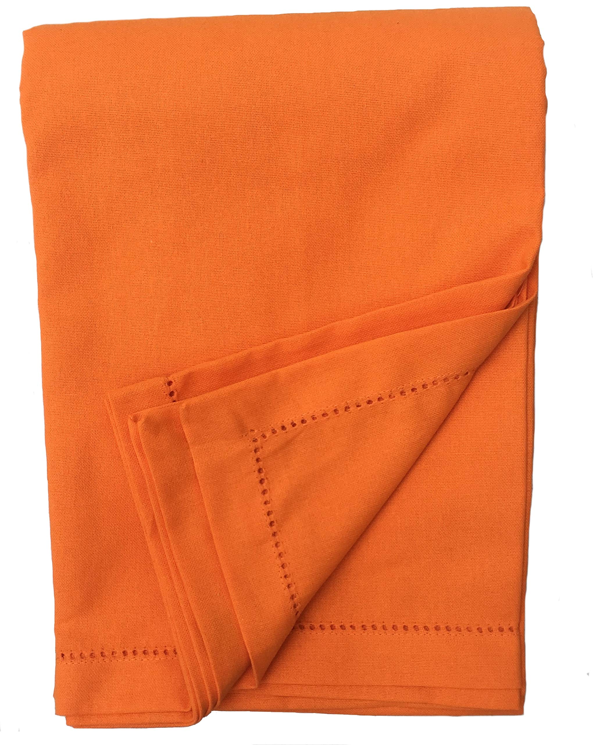 Ragged Rose Cotton Tablecloth for a 6-7 Ft Table - Versatile Table Cloth with Simple Embroidered Hem - Indoor & Outdoor Decor for Living Room, Kitchen, & Garden