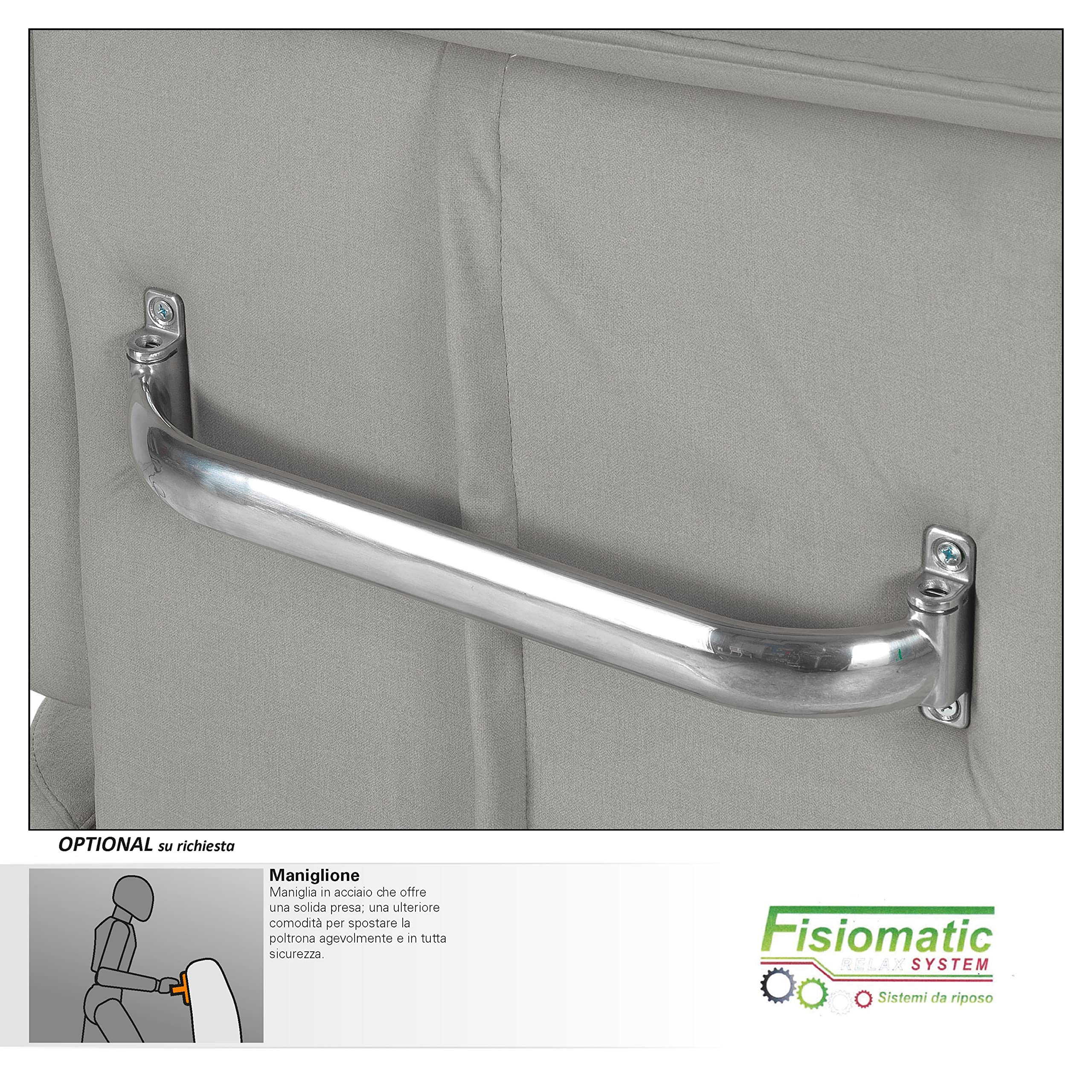 Fisiomatic® - Poltrona elettrica reclinabile - 2 motori indipendenti – Poltrona Anziani Made in Italy – Passaggio porte – Poltrona relax alzapersona – Mod.Noemi (Gray)