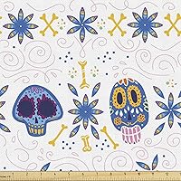 Vista 99 de Ambesonne Tela de Mariposas por Yarda, Patrones de Mariposas Estacionales Alegres Selva Tropical Naturaleza Salvaje Ilustración, Tela Decorativa