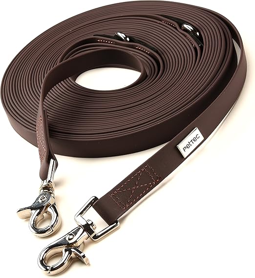 PetTec 10m Schleppleine/Trainingsleine für Hunde aus Trioflex (ähnl. Biothane), wasserabweisend ...