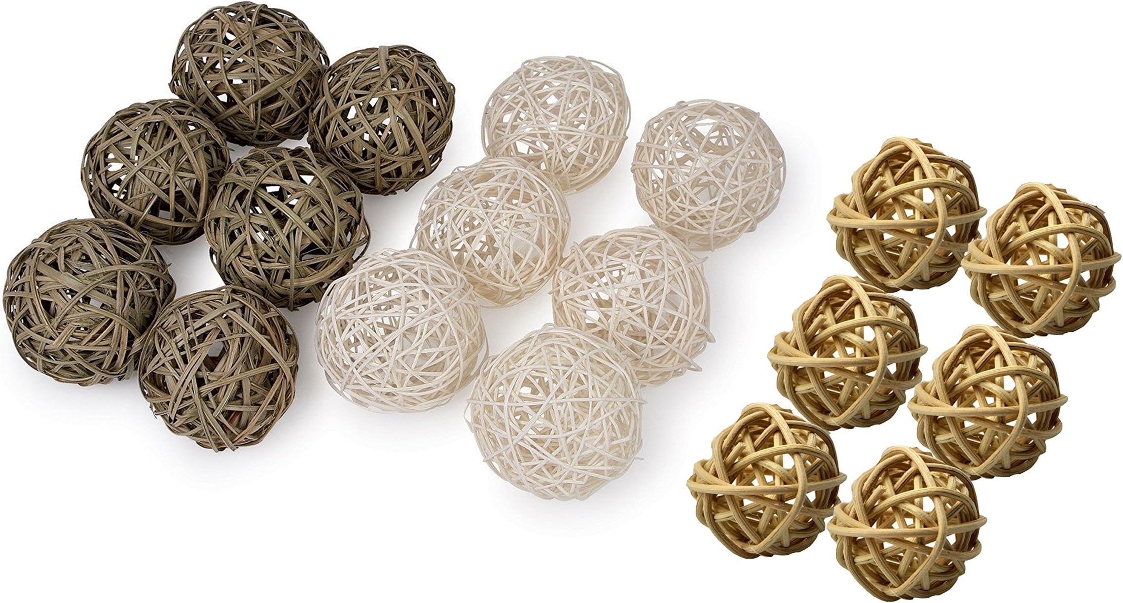 Wenosda 18pcs Wicker Rattan Balls Vase Filler Twig Ball Sepaktakraw for Decoration Wedding Christmas Tree Birthday Party Table Desk 5cm/2 inch (Mixed color)