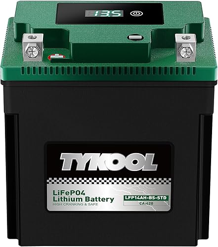 Miniatura 10 de TYKOOL YTX5L-BS YTZ7S 2X Amperios de arranque 150A, batería de litio LiFePO4 para motocicleta, 12.8V 3Ah, lectura digital, compatible con ATV,