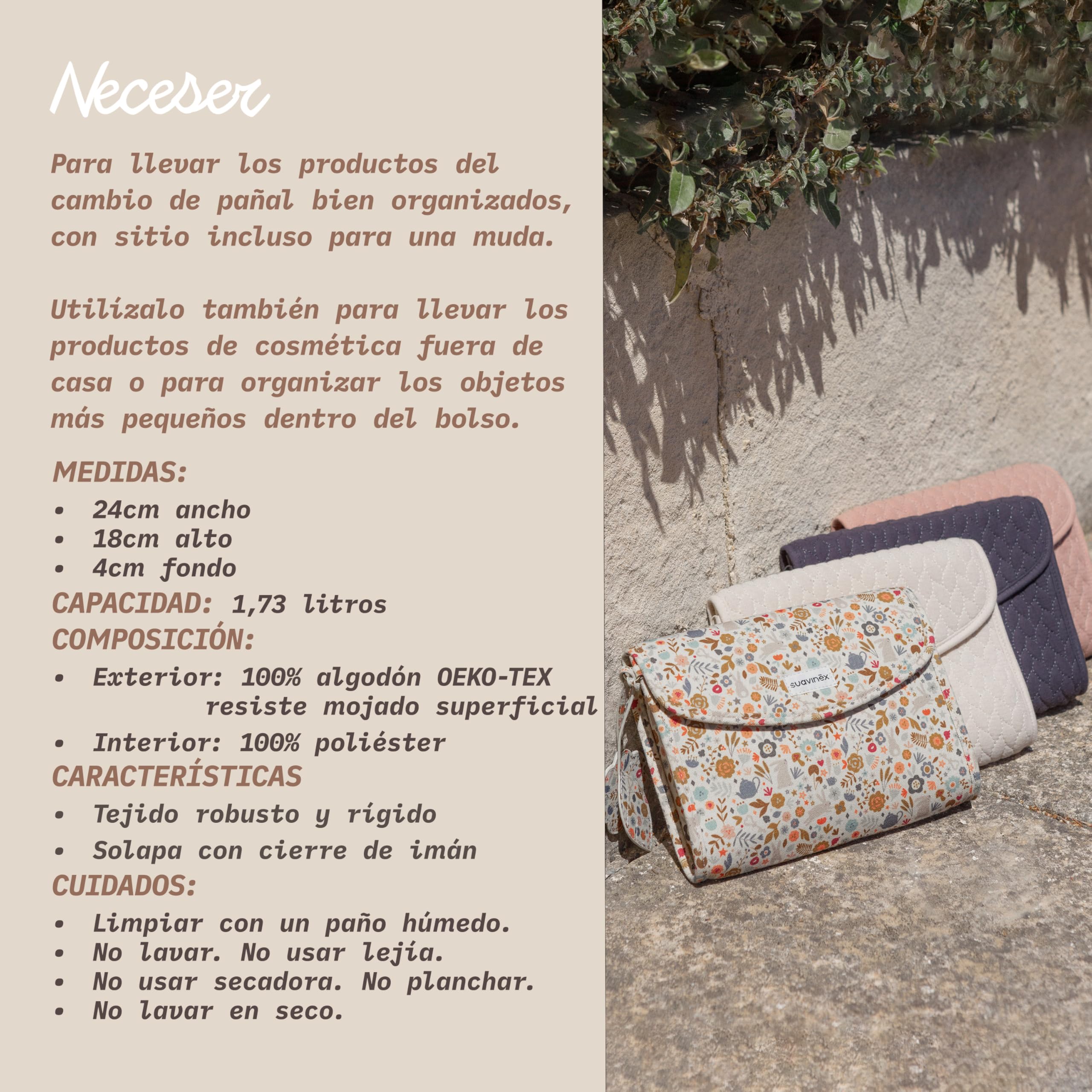 Suavinex Beauty Case Neonato in Stoffa Impermeabile per Accessori Toilette Bimbo