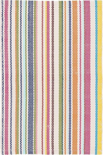 Dash and Albert - Alfombra de verano a rayas para interiores y exteriores, 2 x 3 pies, multicolor, tejida a mano, lavable, duradera, ligera,