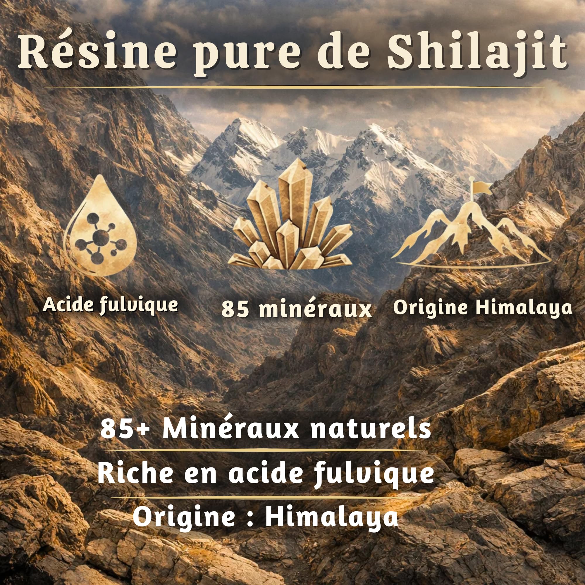 Shilajit Résine Pure Himalaya 100% – Shilajit Bio Naturel – 56% Acide Fulvique – 85+ Minéraux – Énergie & Immunité – Complément Alimentaire Ayurvédique – Testé Laboratoire – Sans Additifs