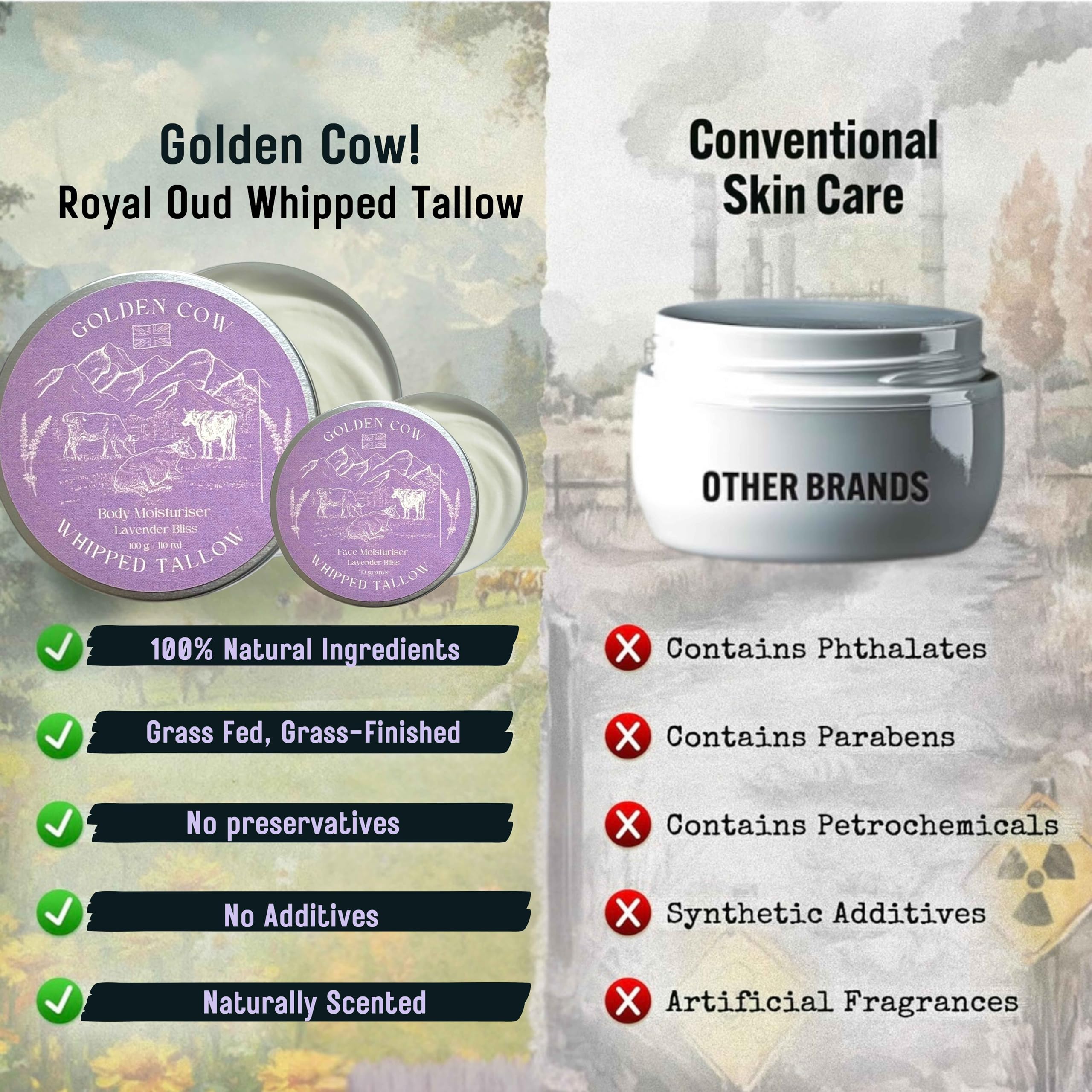 Beef Tallow Whipped Balm, Grass Fed Beef Tallow Face Cream & Moisturiser - Image 2