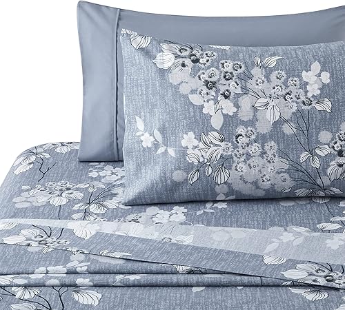 Miniatura 2 de Juego de sábanas de 6 piezas ultra suave y sedosa con bolsillo profundo y estampado rico de rayón de bambú para todas las estaciones, con 4 fundas