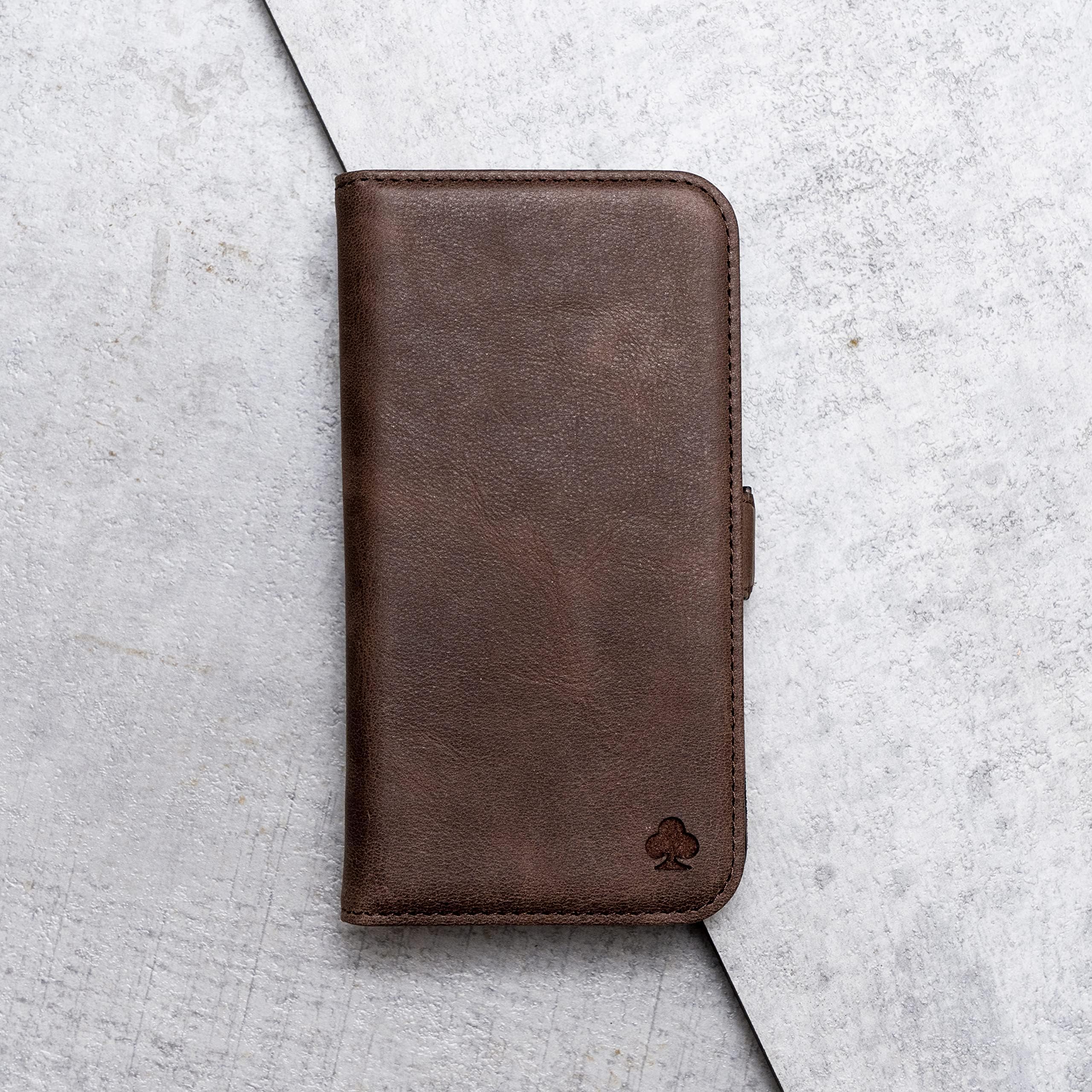 Porter Riley Skórzane etui kompatybilne z Samsung Galaxy S26 Plus. Wysokiej jakości etui z prawdziwej skóry/portfel/pokrowiec (czekoladowy brąz)