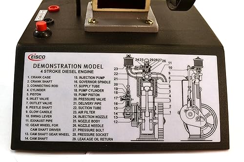 Miniatura 4 de Eisco Labs. modelo de manivela de mano, 4 tiempos, diésel, con piezas de accionamiento movibles para demostrar conceptos básicos del motor, 16" de