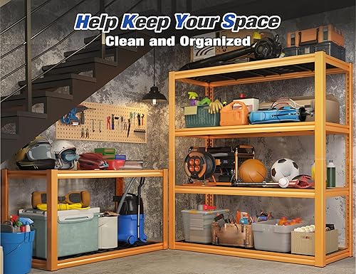 Miniatura 5 de REIBII Estantería de metal resistente de 40 pulgadas de ancho, estantes de almacenamiento de 2200 libras, estantes de garaje de 4 niveles, estante