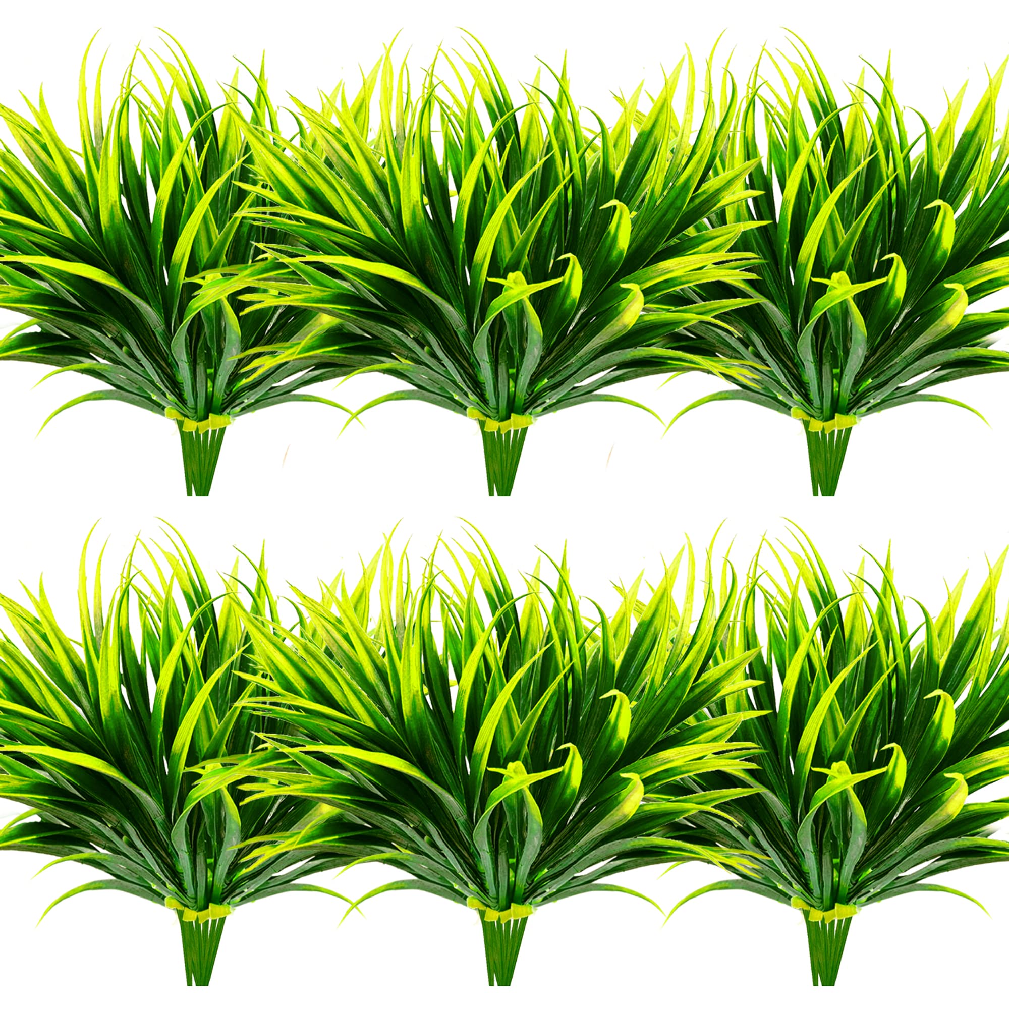 AUMVEYI 16 Pcs Outdoor Fake Plants UV Resistant Artificial Tall Grass Plants Faux Tropical Flowers Bushes Fall Winter Summer Planters Yard Patio Front Porch Décor Plastic Greenery Shrubs Decoration