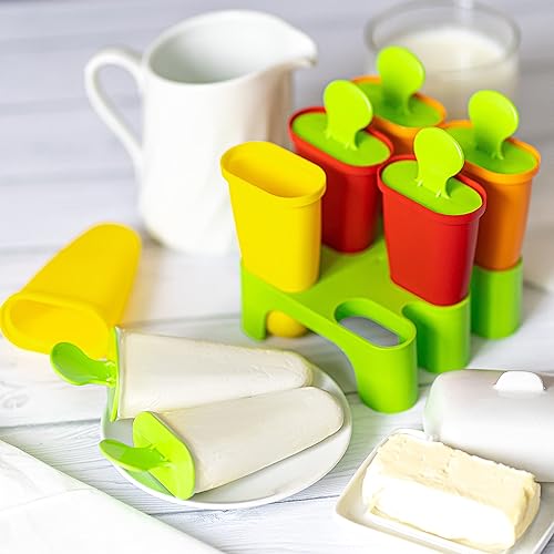 Vista 3 de ARNO Juego de 6 moldes para helados, moldes para hacer paletas reutilizables para niños, sin BPA