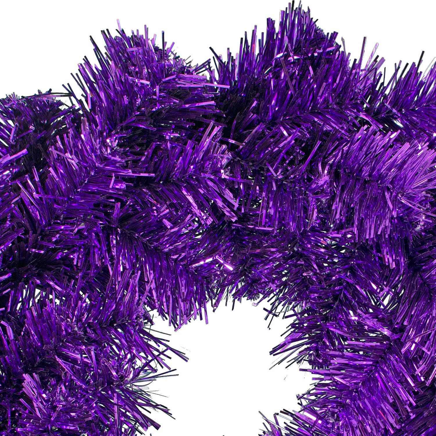18IN Christmas Wreaths Flame-Resistant Tinsel Brush Indoor Outdoor Holiday Decorations for Front Door and Wall Hanging (Purple)