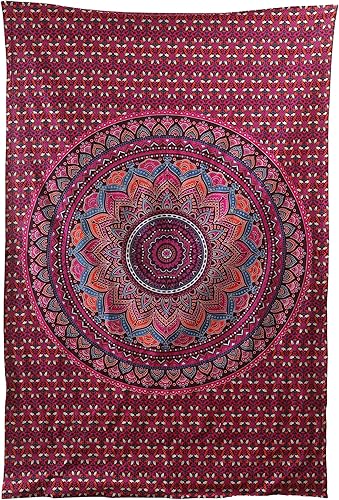 Vista 149 de Popular Handicrafts Tapestry Wall Hanging Hippie Ombre Mandala Bohemian HippyMetallic Shine Intricate Indian Tapestries Bedspread 84 x 90 Inches