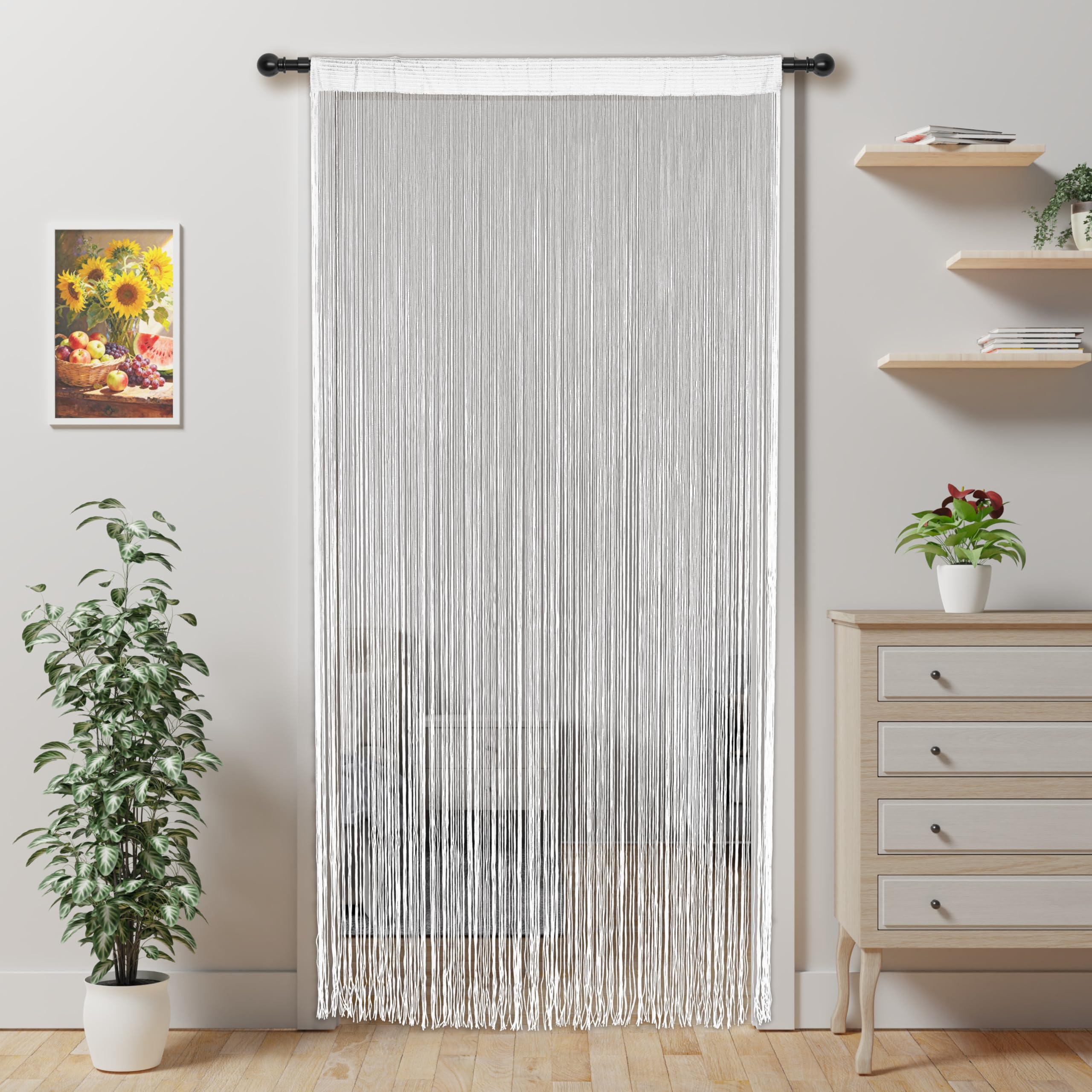 Alwighlit String Curtains for Doors 100x200cm Beaded White W 39.4"" x L 78.7""