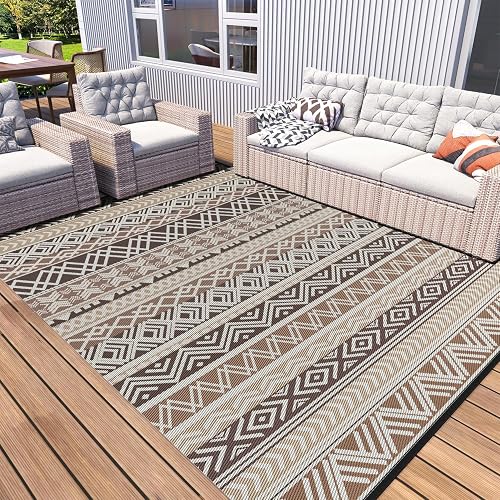 MontVoo Waterproof Reversible Plastic Straw Rug 5x8