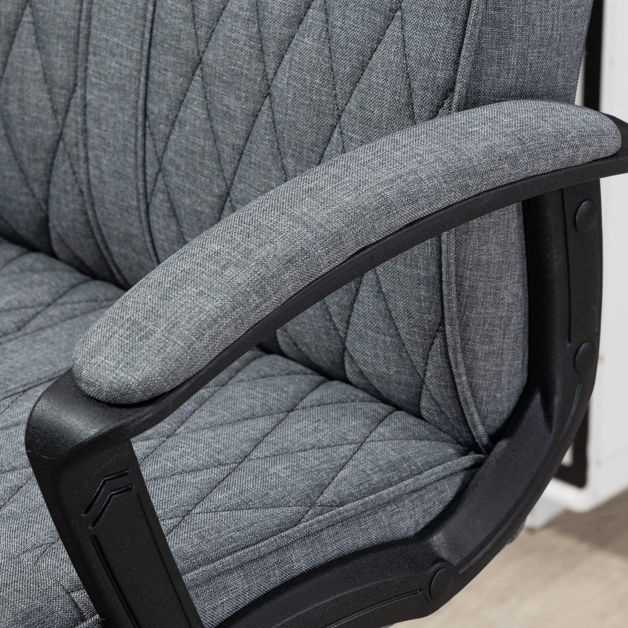 Vinsetto Silla de Oficina Giratoria PU 65x72x102-112,5 cm Gris Oscuro | Silla de Escritorio Basculante, Respaldo Alto, Altura Ajustable, para Salón Oficina, Carga 120 kg