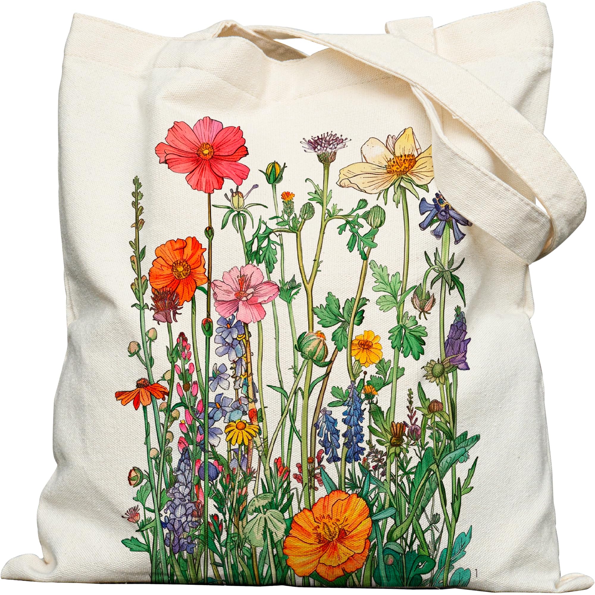 DYALE Canvas Tote Bag Double-Sided Prints with Snap Closure Cute Tote Bag with Pocket for Shopping Library Work