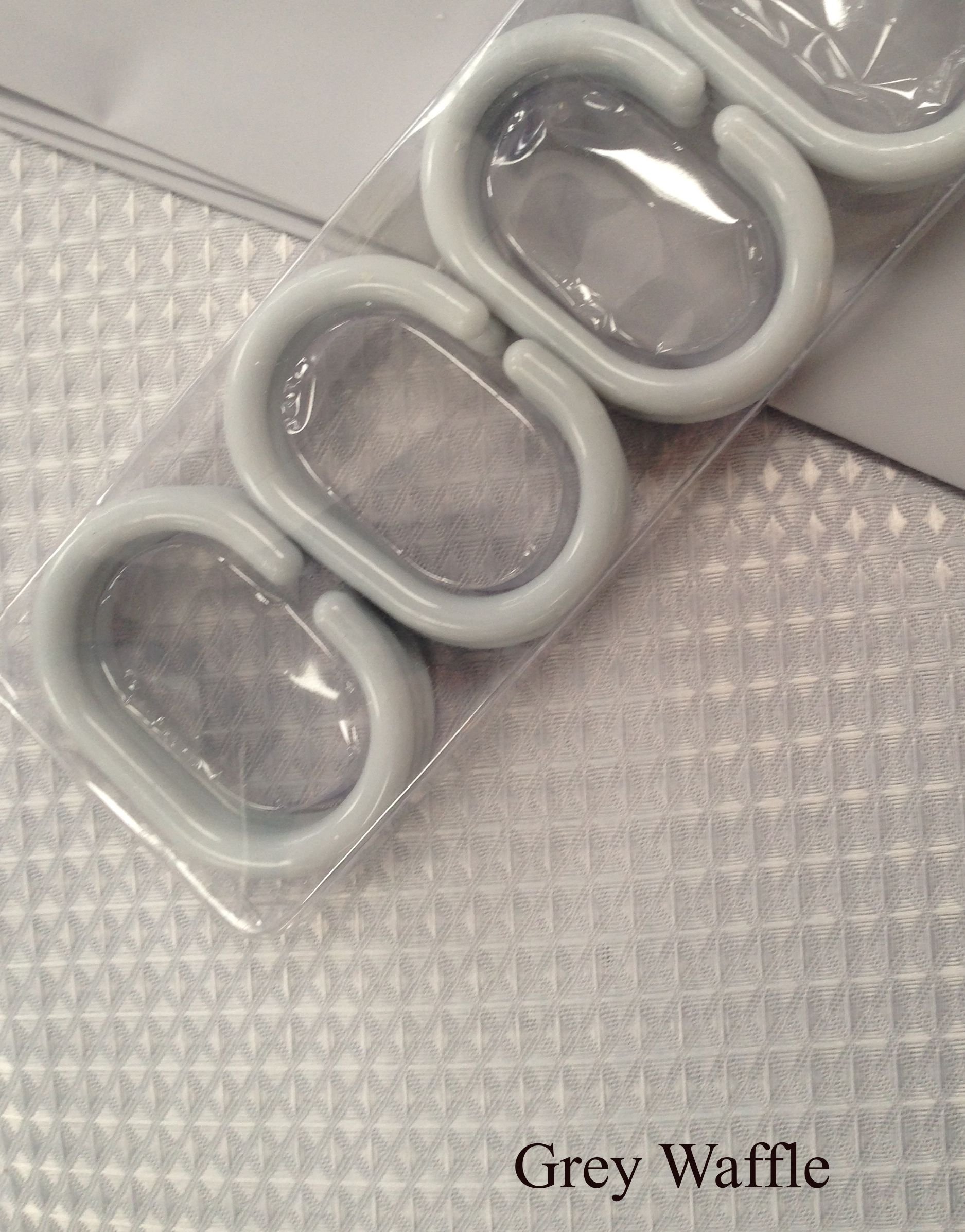 Quality Waffle Shower Curtain with Piva Lining and Hooks - 180 cm x 180 cm (2 Colour Options) (Grey Waffle)