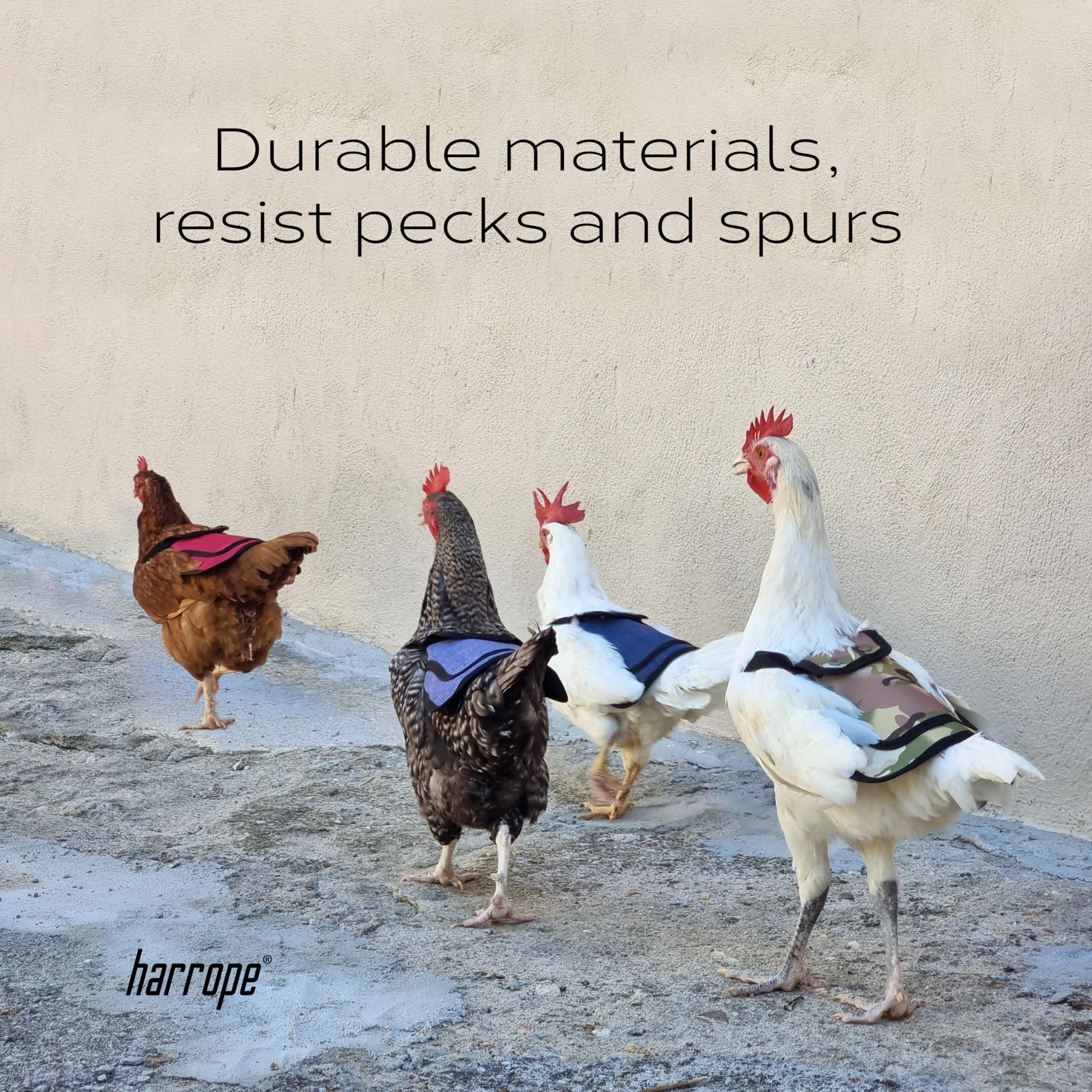 Harrope Cape de Protection réglable pour Poulet ou volaille. Protège Le Dos des blessures. Protégez Le Poulet Pendant Que Le Coq Marche Dessus (2pcs Rouge et Bleu foncé,)