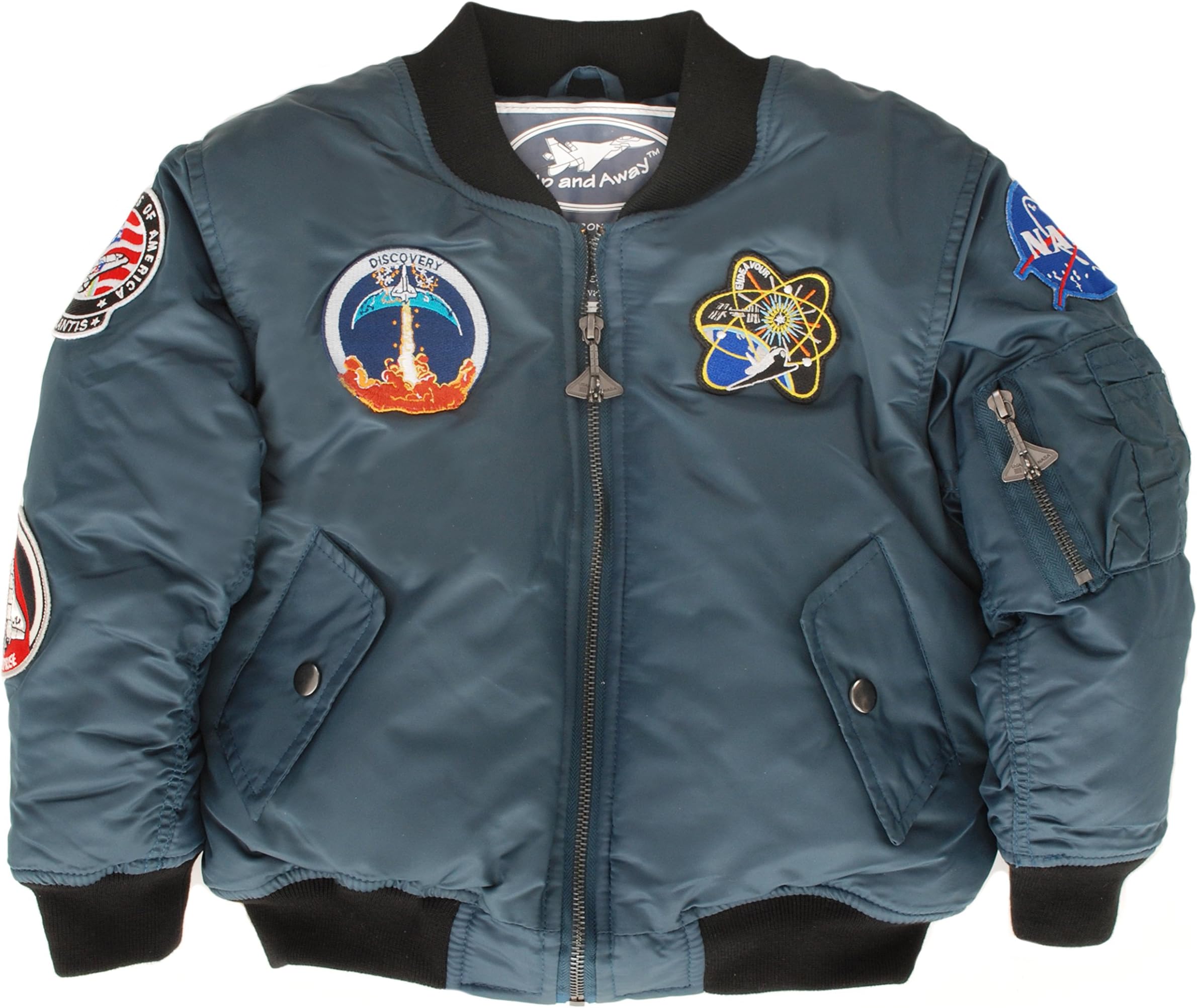 - Children's Medium-Weight NASA Space Shuttle Jacket in Blue With Five Patches