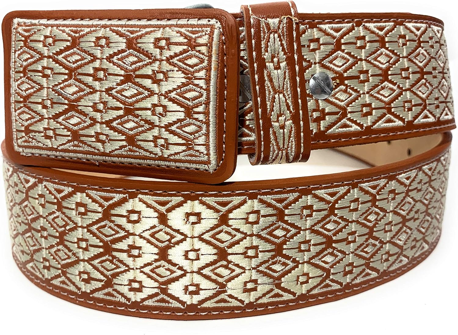 EL CHARRO Cinto Bordado, Men's Western Embroidered Pitiado Style Belt (42)