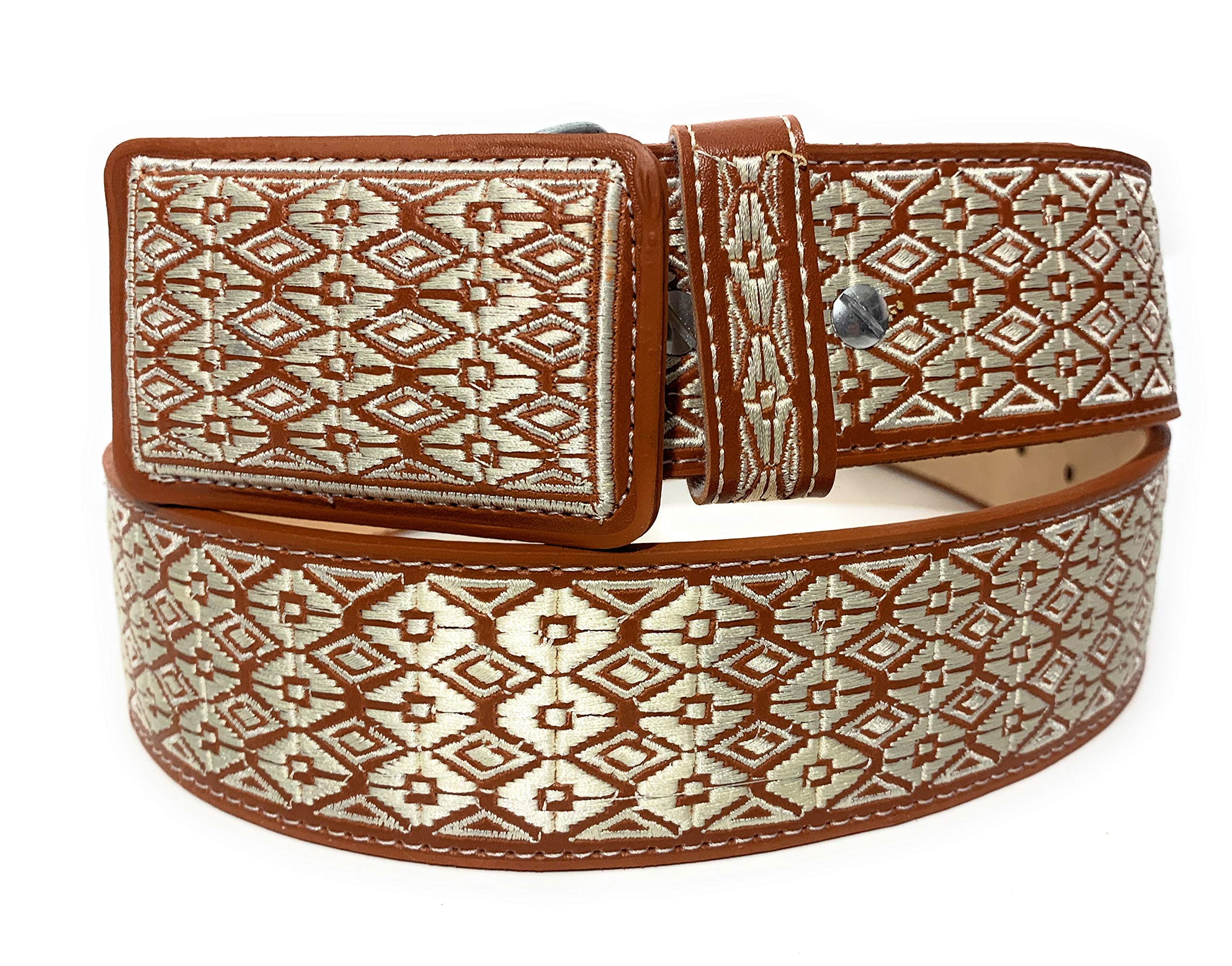 EL CHARRO Cinto Bordado, Men's Western Embroidered Pitiado Style Belt (38)