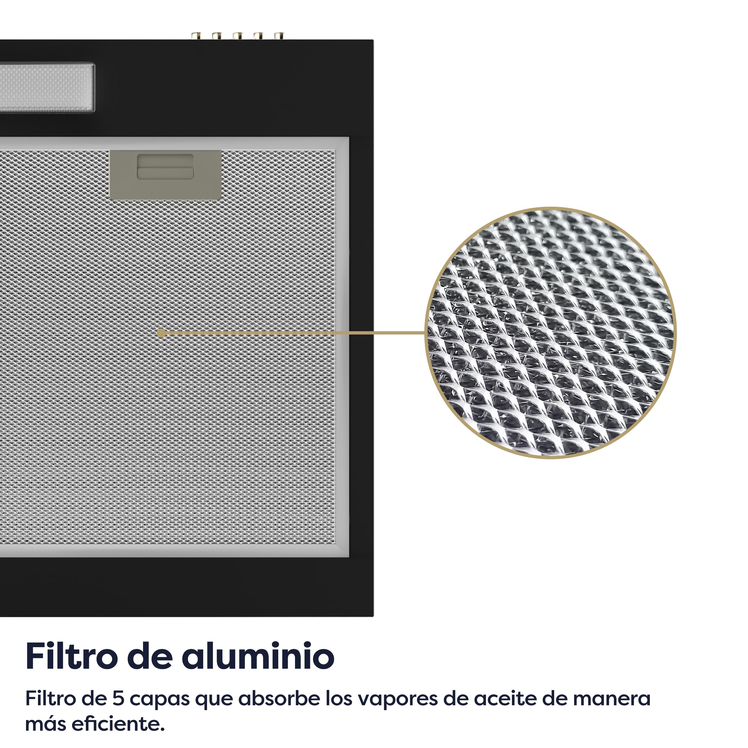 CIARRA CBCB6903D Campana Extractora Cocina 60 cm Clase A+ Negra | Cocina extractora integrada para Armario 3 Niveles de Potencia con Filtro de Carbón CBCF009