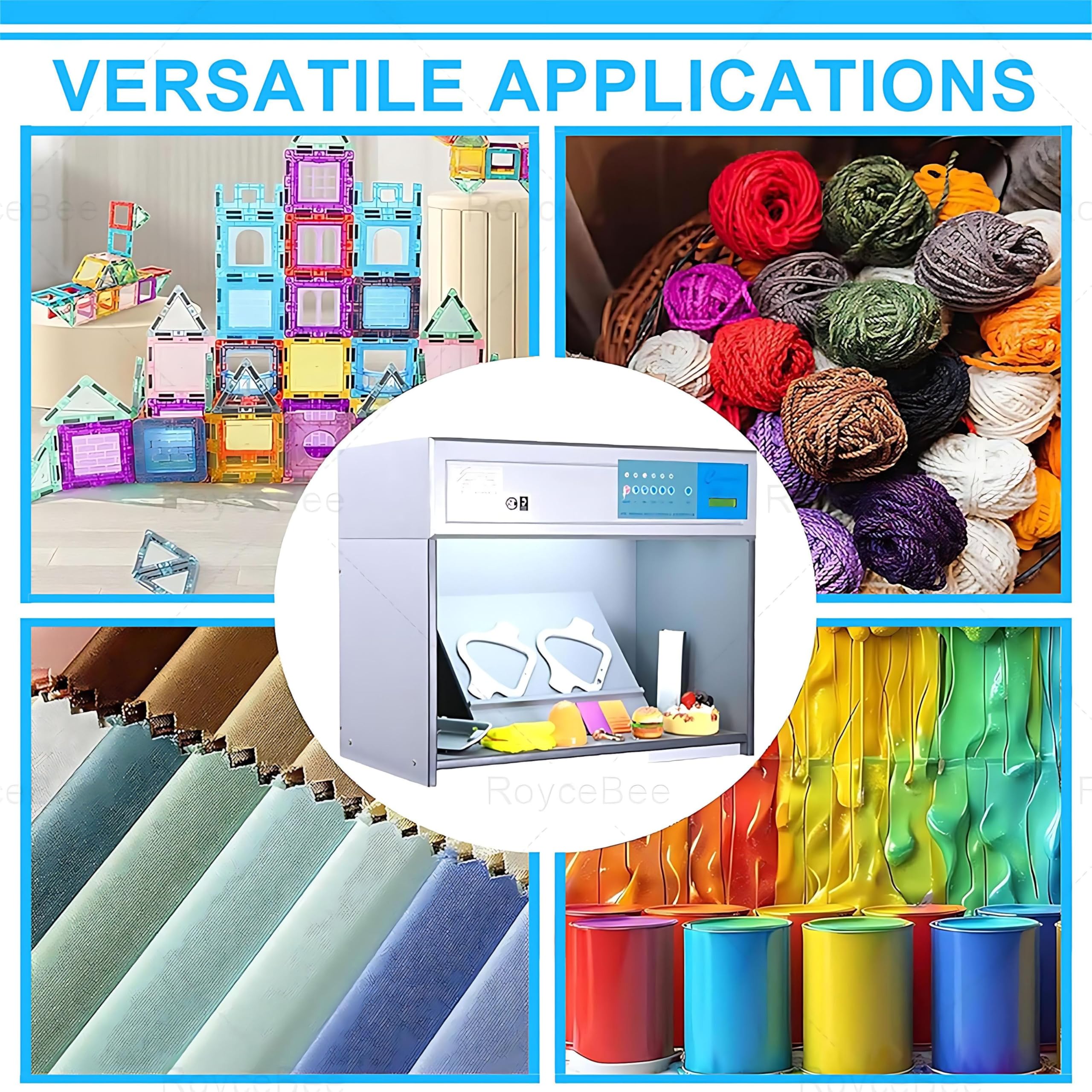 Cabine D'Observation ColoriméTrique Professionnelle avec 6 Sources Lumineuses (D65, Tl84, F/A, UV, Cwf, U30) pour L'Industrie Textile, CéRamique, Cuir, Plasturgie et Impression
