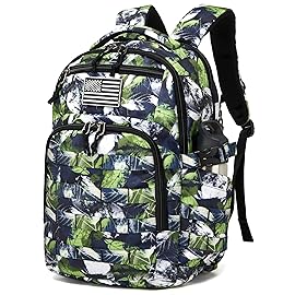 Wotony Military tactical backpack, backpack for men black small tactical assault bag (green leaves, 20 inch)