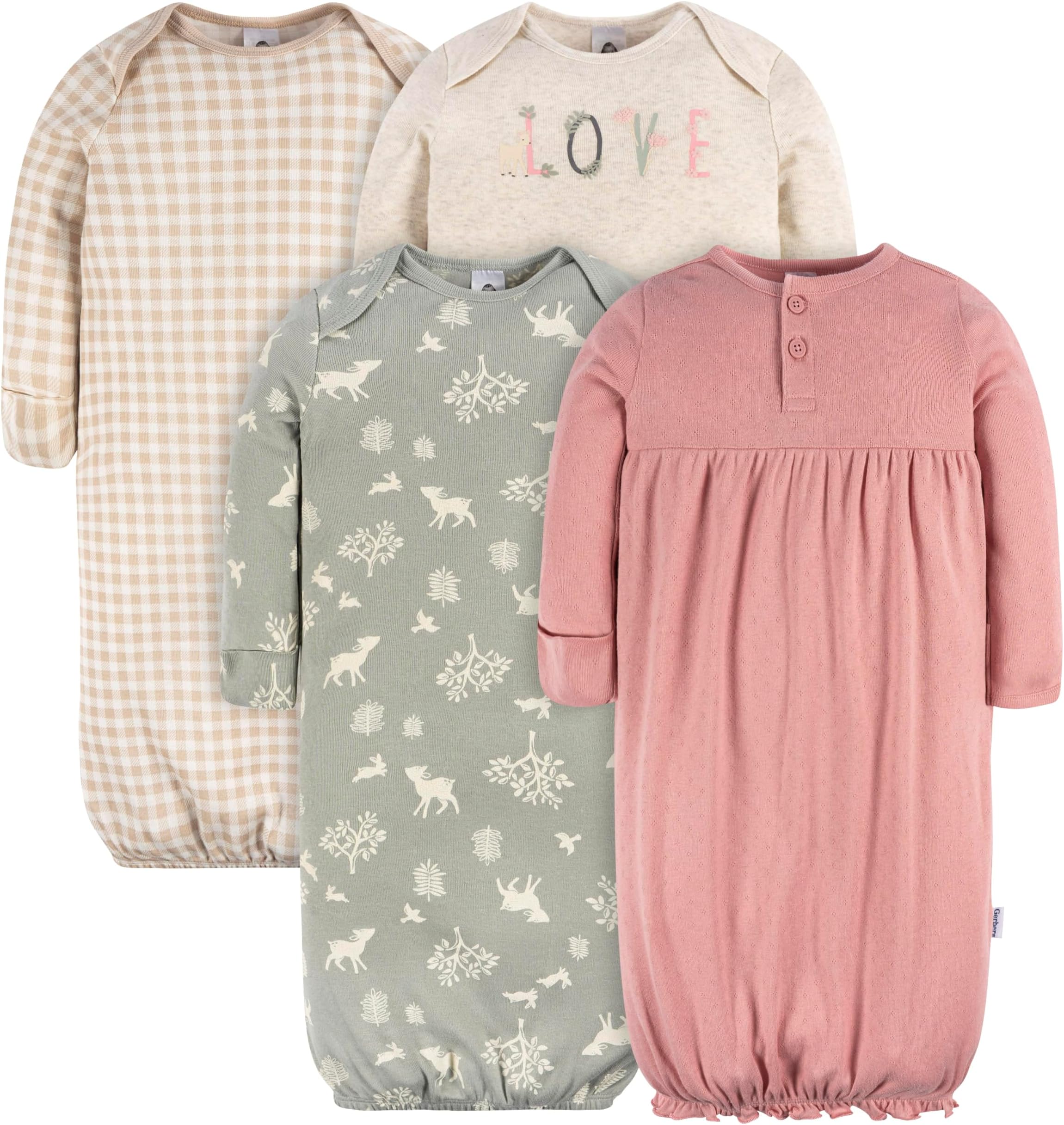Gerber Baby Boy and Girls 4-Pack Sleeper Gown