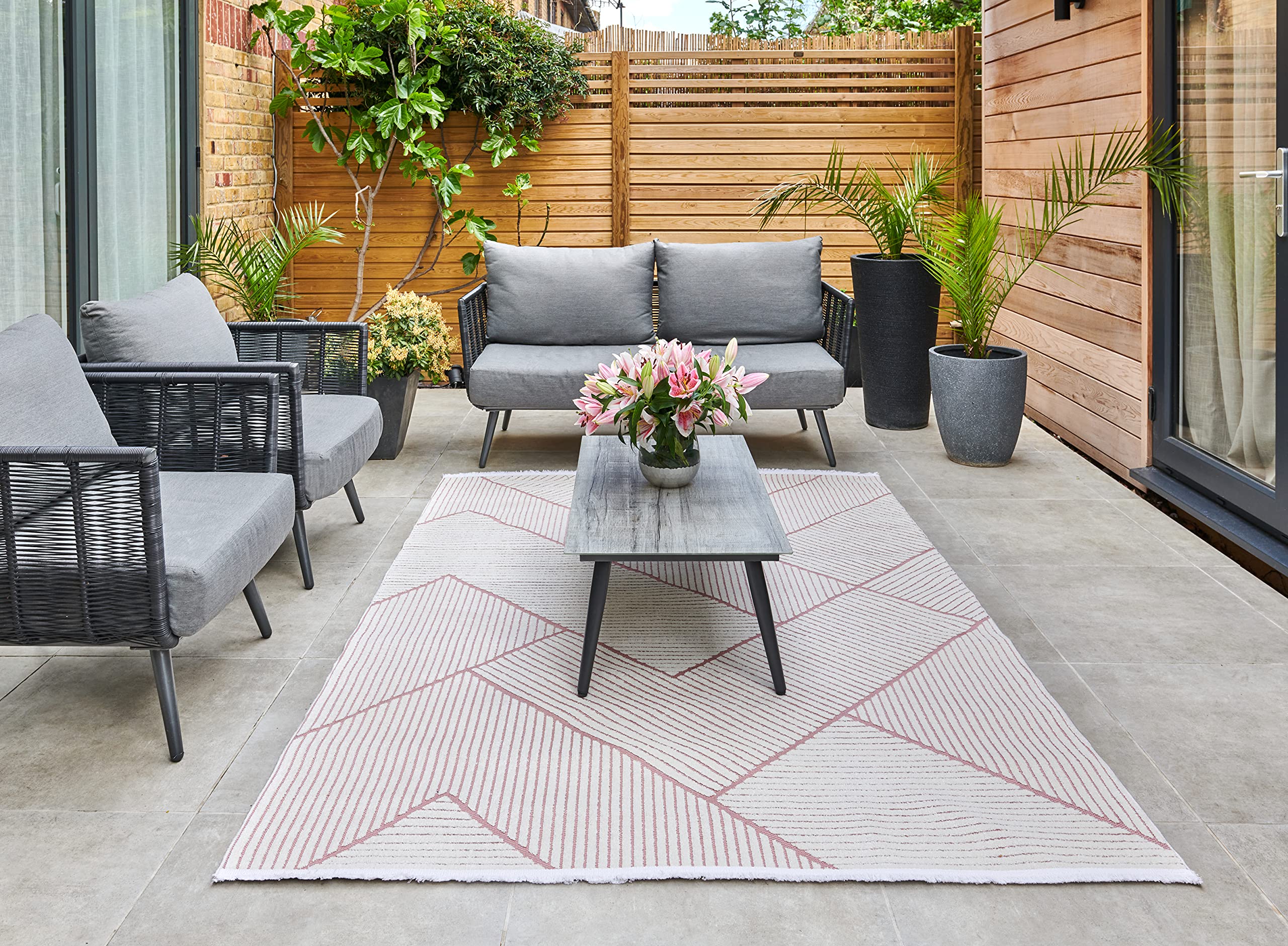 Concept Looms JAZZ | Indoor/Outdoor Area Rugs for Conservatory, Living Room, Kitchen, Hallway Floor, Bedroom, Geometric Pattern, Short Pile, Non Shedding, Soft (220cm X 160cm) - JAZ14