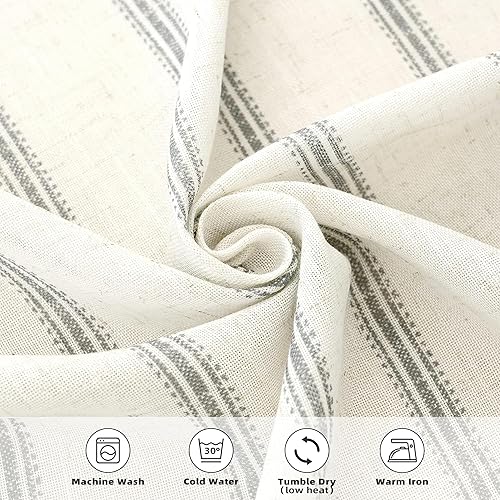 Miniatura 6 de DriftAway Cortinas semitransparentes con textura de mezcla de lino a rayas verticales, para sala de estar, dormitorio, 84 pulgadas de largo, 2