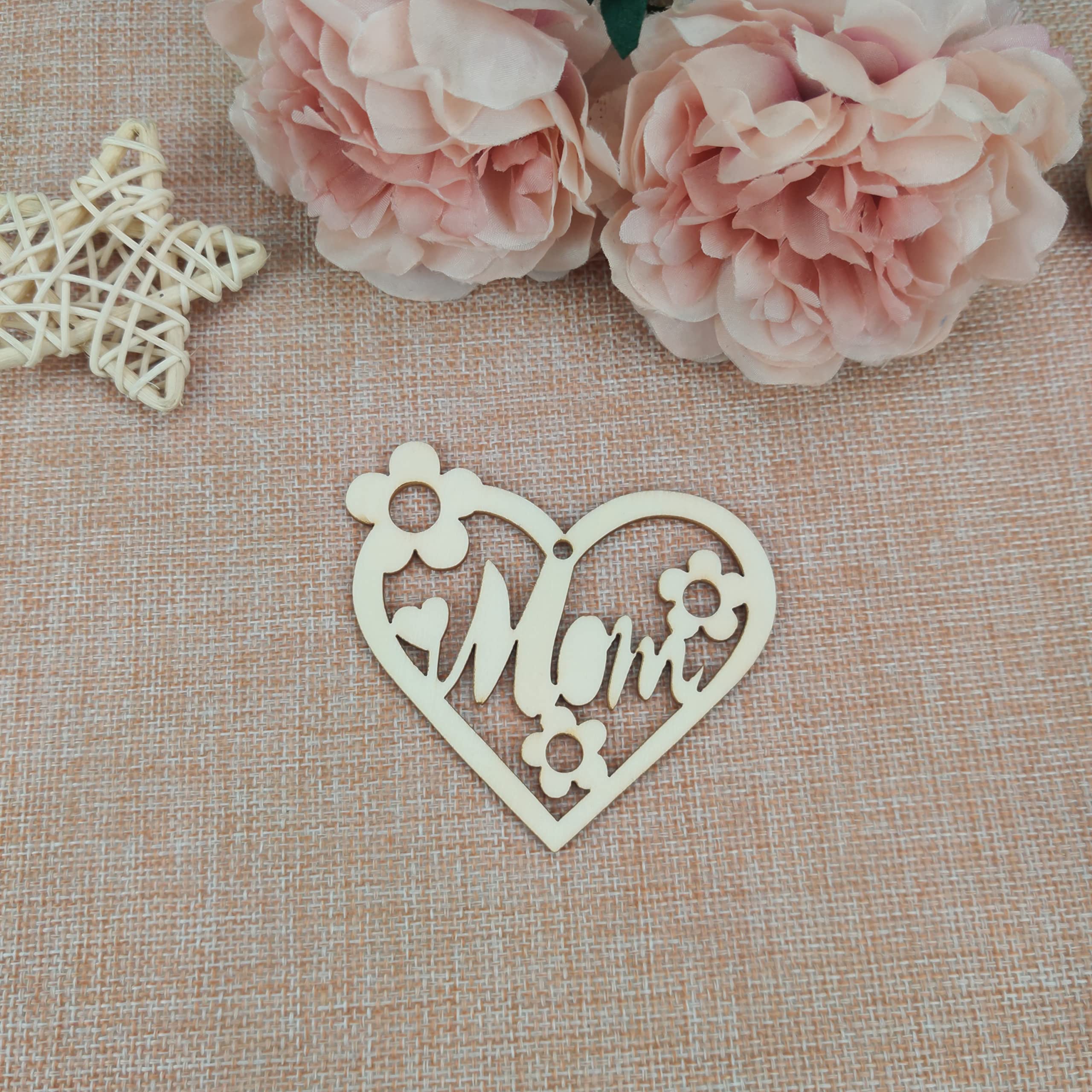 Wooden Heart Cutouts With Ropes - 20 Piece 4x4 Inch Craft Hearts For DIY Decor