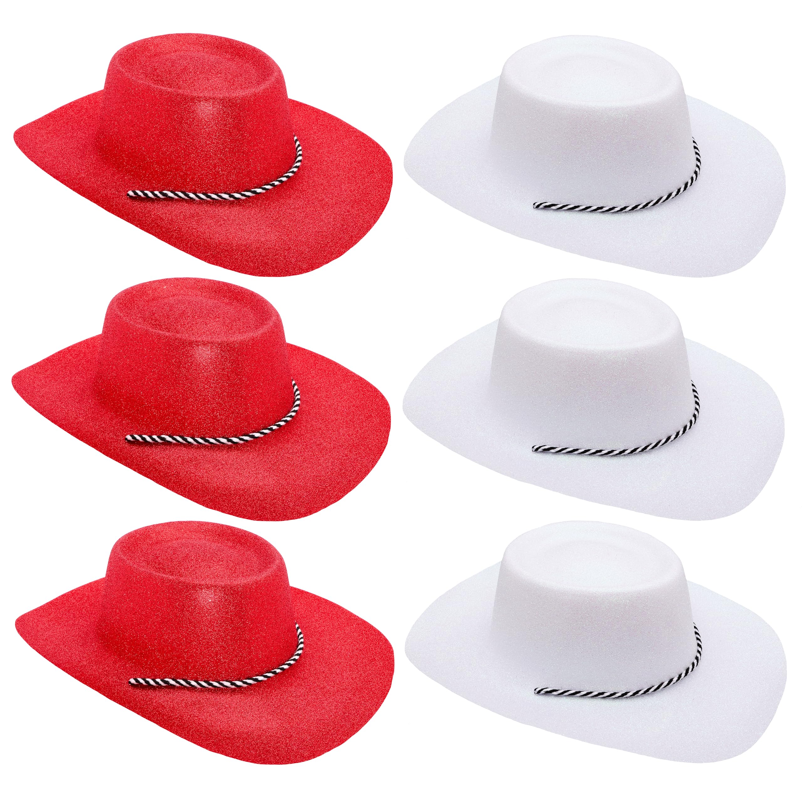 Toyland® Paquete de 6 Sombreros de Vaquero con Purpurina y temática de Colores de campestres - Tamaño 34 cm (13 Euros, Copa del Mundo y Festivales