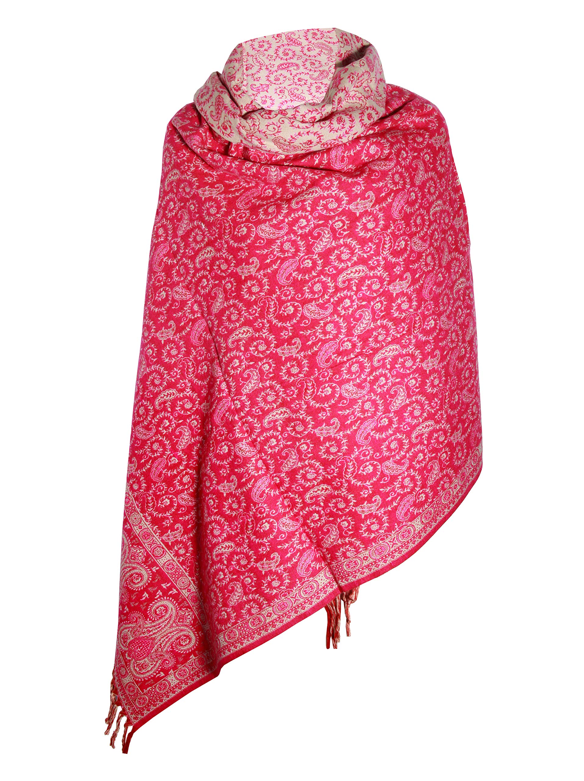 Schal aus reiner Yak-Wolle, wendbar, wendbar, luxuriös, Pink