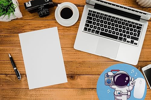 Miniatura 3 de Alfombrilla de mouse redonda con diseño de caricaturas, diseño de astronauta, linda pizza y caricatura, pequeñas almohadillas de goma antideslizante