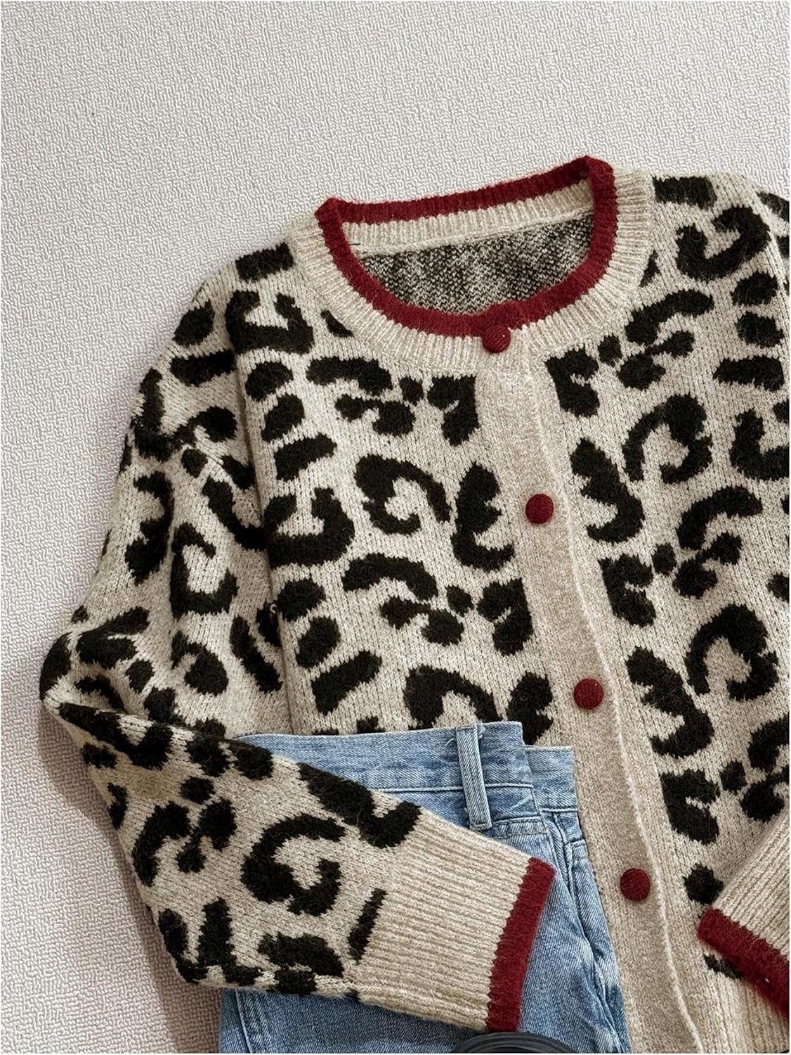 GORGLITTER Women's Leopard Cardigan Open Front Button Up Sweaters Long Sleeve Cheetah Print Top - Image 4