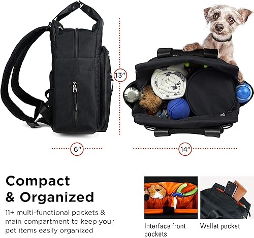 Miniatura 5 de Bolsa de viaje para perros y gatos, contenedor de comida para perros, 2 cuencos para perros sin BPA, mochila para pañales para perros, regalo para