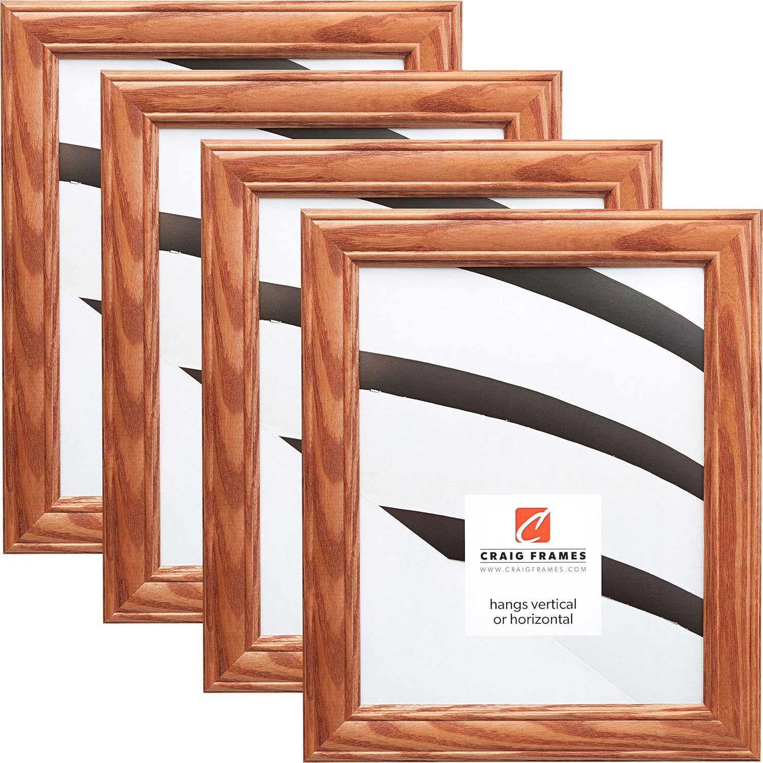 Craig Frames 59504100 5 x 7 Inch Picture Frame, Honey Brown, Set of 4