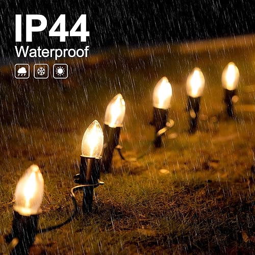 Miniatura 9 de PerPaiMe C9 Luces de camino de Navidad al aire libre LED - 24.2 pies Cadena de luces con 20 bombillas, luces impermeables de camino de Navidad con