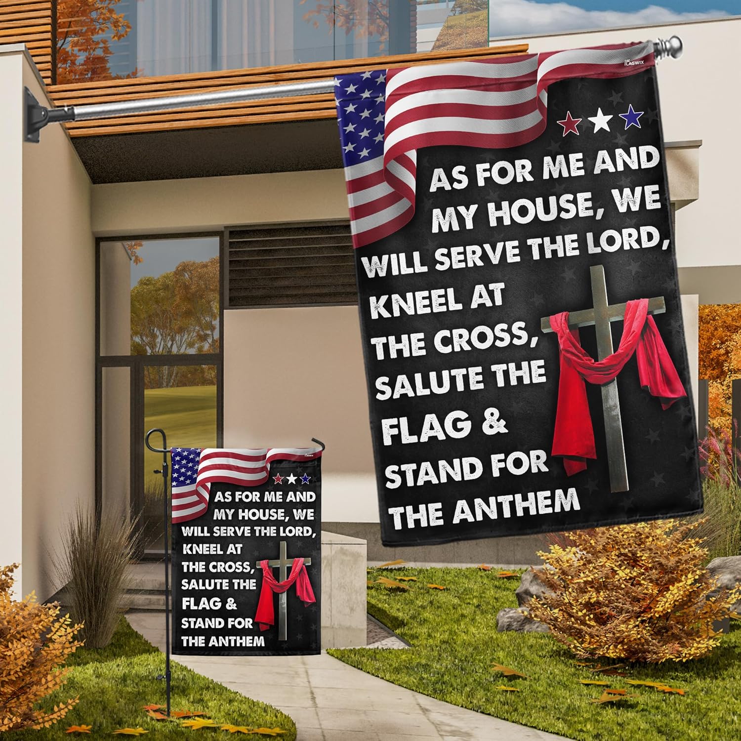 FLAGWIX Outdoor Christian Flag - As For Me And My House Flags for Outside 29.5" x 39.5" - Christian Flags for Home Garden Decor, Outside Decorations for Yard