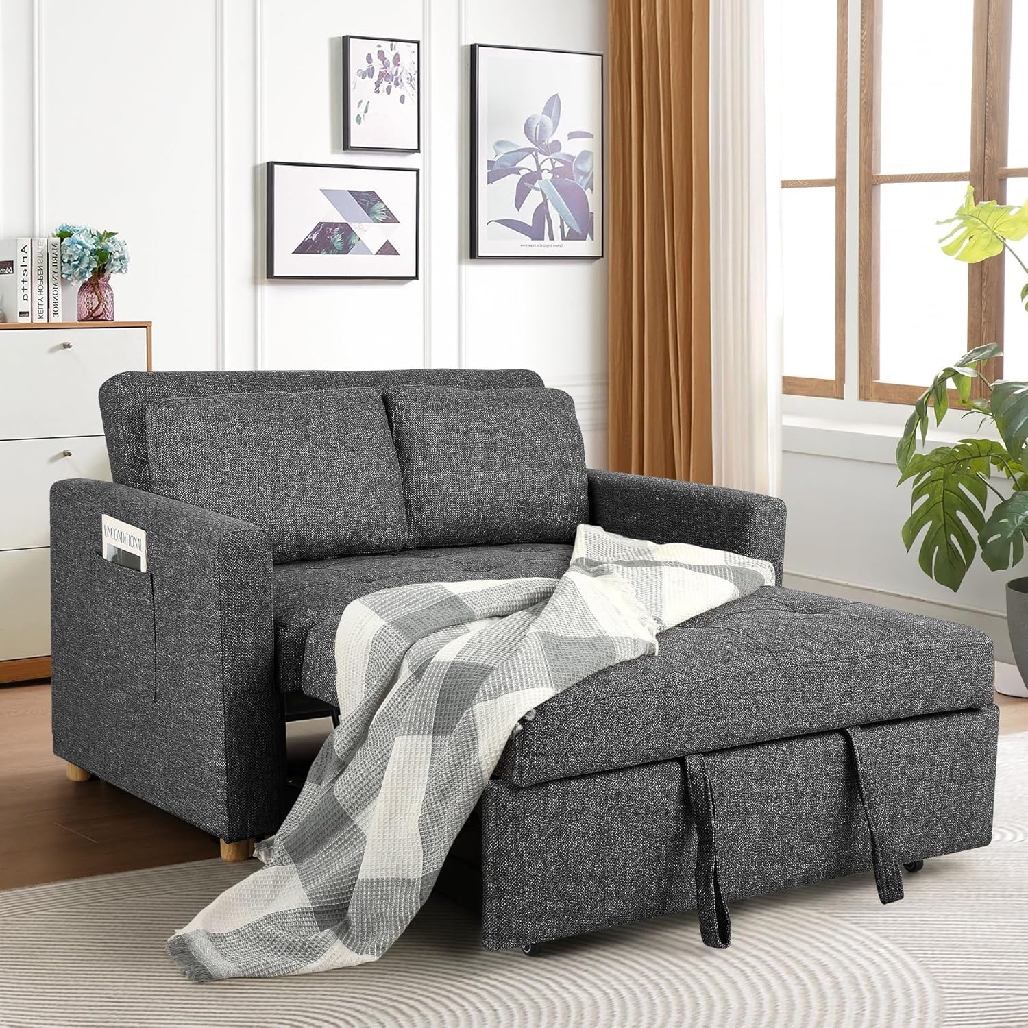 Amazon.com: SEJOV Sleeper Sofa, 3-in-1 Convertible Pull Out Couch Bed ...