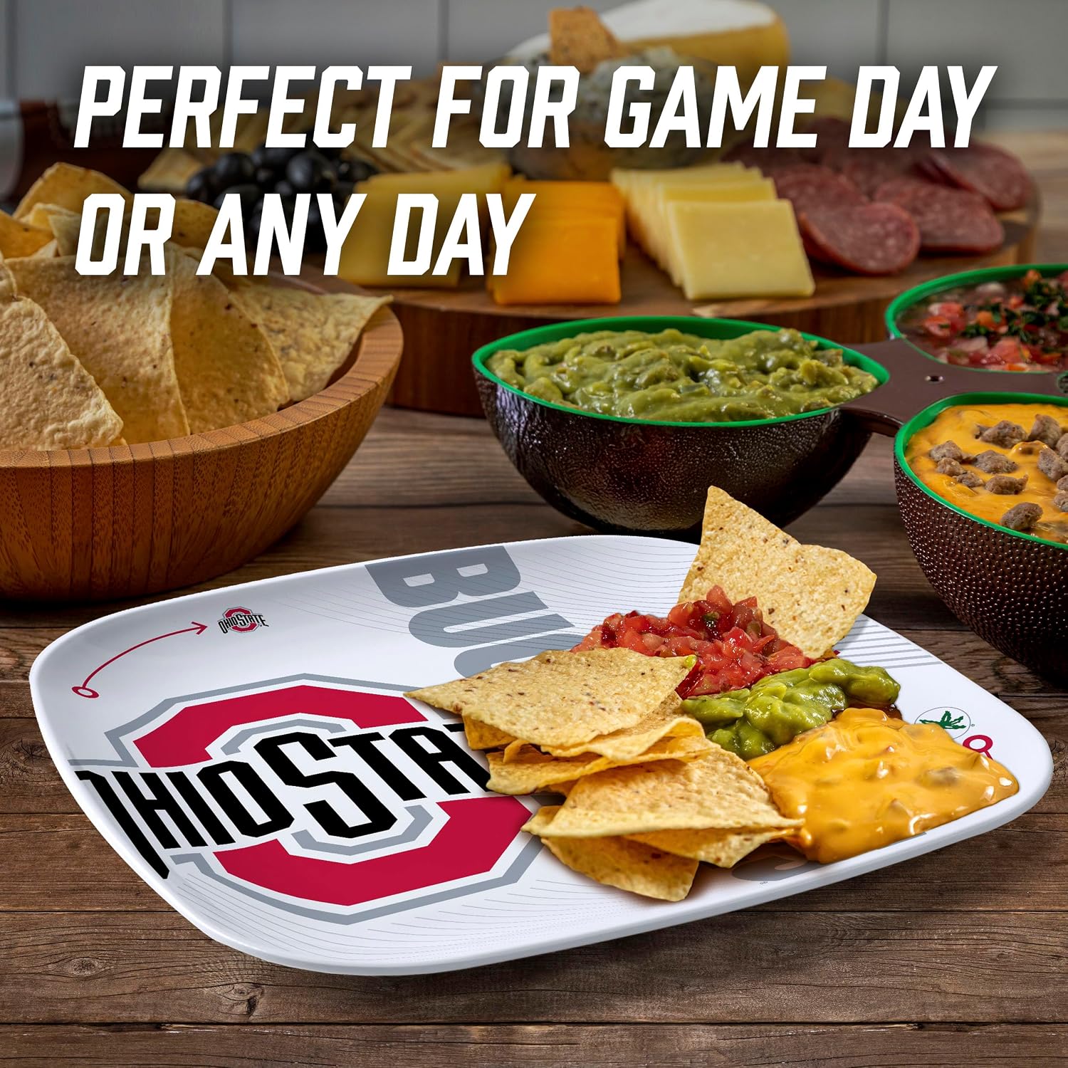 YouTheFan Officially-Licensed NCAA Large Party Plate - 10.25” x 10.25” - 100% Melamine, Dishwasher Safe, BPA Free - Fan Gift for Snacks, appetizers and Food image 5